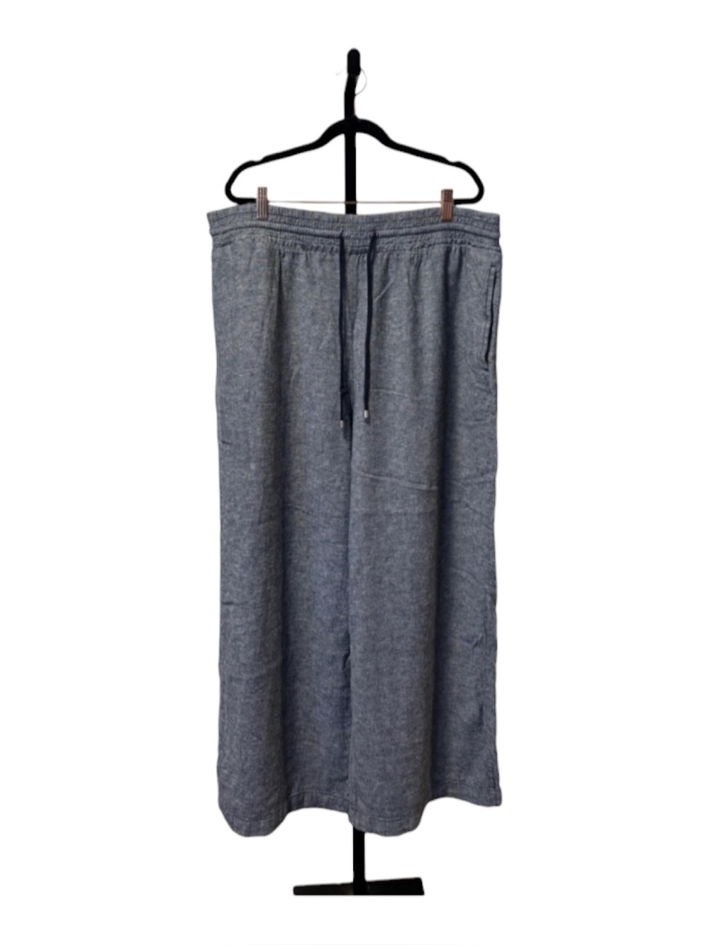 Time and Tru Blue Linen Blend Drawstring Wide Leg Pants